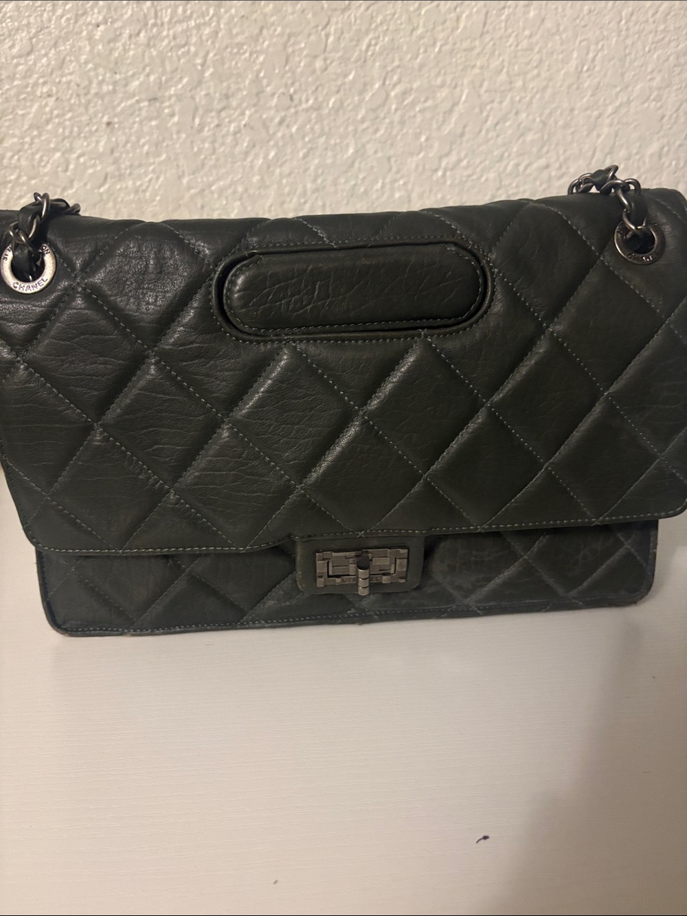 Quilted Shoulder Bag in Dark Green